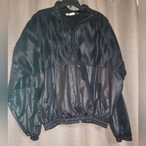 Vintage Montana Athletics Black zipup Polyester Jacket Made in USA SZ XL